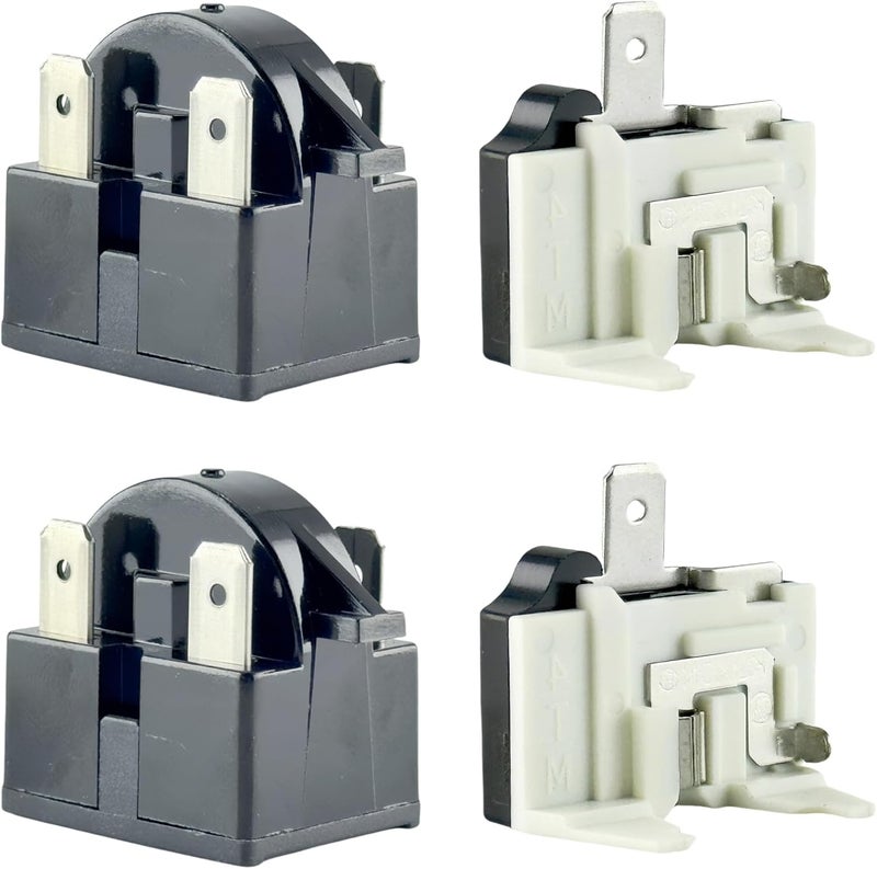 COSVMUF 2Pcs QP-02-4.7 3Pin 4.7 Ohm Refrigerator Start Relay Coolers Compressor Starter with 2Pcs 1/2HP Refrigerator Overload Protector for Most Mini Fridges and Refrigerators Compressor Parts - Image 1